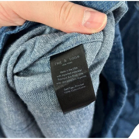Rag & Bone Suffolk Chambray Mini Dress Denim Size 4 Cotton Woman’s - Picture 9 of 12